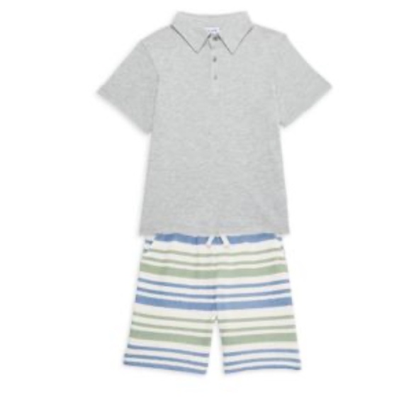 NWT SPLENDID Boy’s 2-Piece Polo & Striped Shorts Set - size 6 - Picture 1 of 4